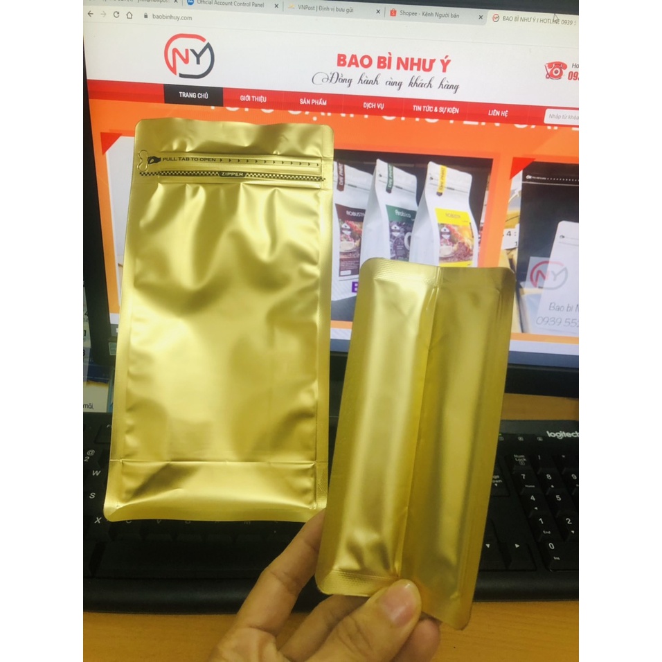 1Kg túi zipper 8 cạnh cafe