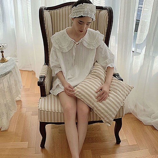 Bộ Đồ Ngủ Ngắn Tay Vải cotton Phong Cách Hàn Quốc Cho Nữ