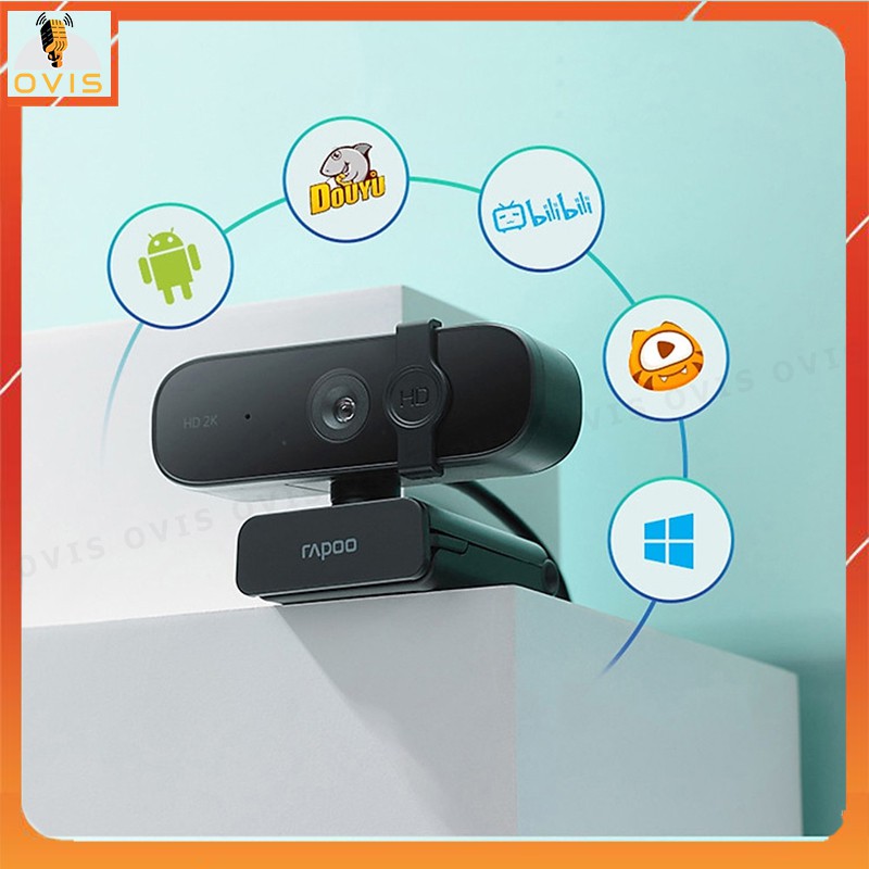 Rapoo C280 -  Webcam Họp Trực Tuyến Tự Động Lấy Nét, Độ Phân Giải 2K, Góc Rộng 85°, Khử Tiếng Ồn Kép