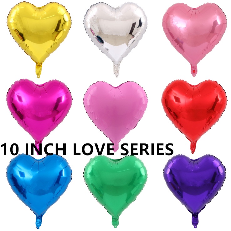 10 Bong Bóng Lá Nhôm Hình Trái Tim 10 inch 5 inch Dùng Trang Trí Tiệc Cưới, Sinh Nhật
