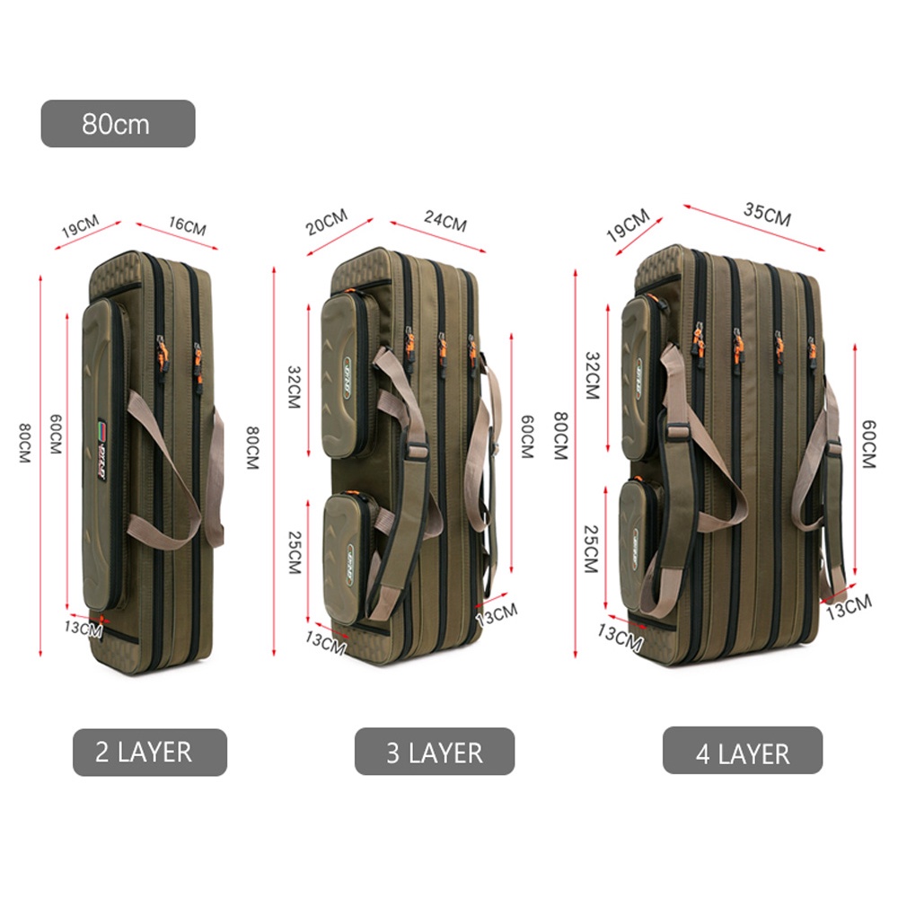Túi Đựng Cần Câu Cá 2/3/4 Ngăn Bằng Thép Cứng Đa Năng