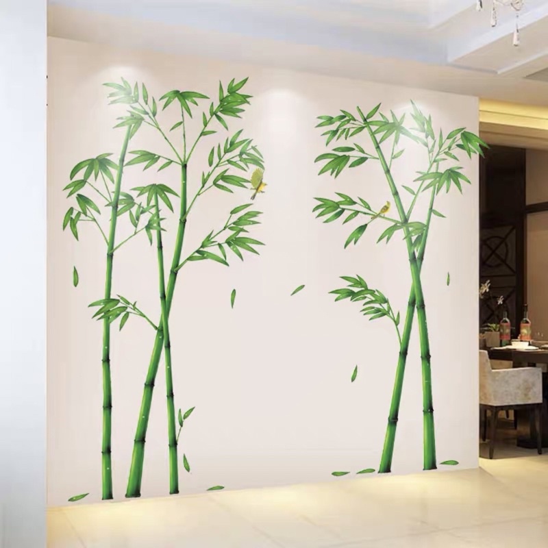 Tranh dán tường, Decal dán tường trúc xanh, chất liệu cao cấp.