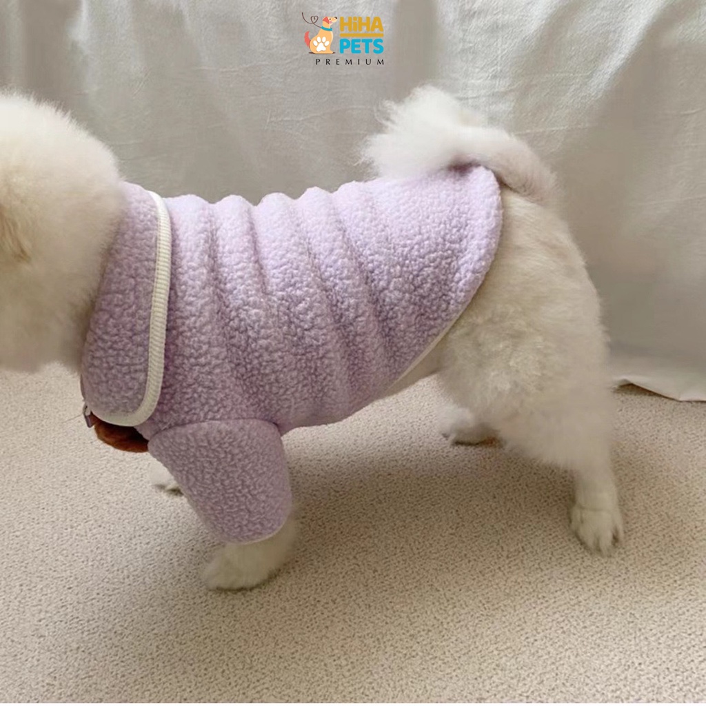 Áo Khoác Lông Nỉ Ấm Áp Cho Chó Mèo Hàn Quốc Quần Áo Thú Cưng Cao Cấp Có Dây Khoá Kéo Hihapet.