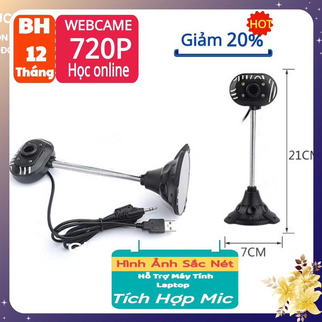 Webcam Có Mic Cho Máy Tính Học Online - Trực Tuyến - Hội Họp - Gọi Video hình ảnh sắc nét 720p