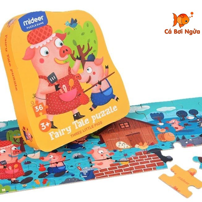 ĐỒ CHƠI XẾP HÌNH, BỘ XẾP HÌNH TRUYỆN CỔ TÍCH 36 MIẾNG GHÉP CỦA MIDEER FAIRY TALE PUZZLE