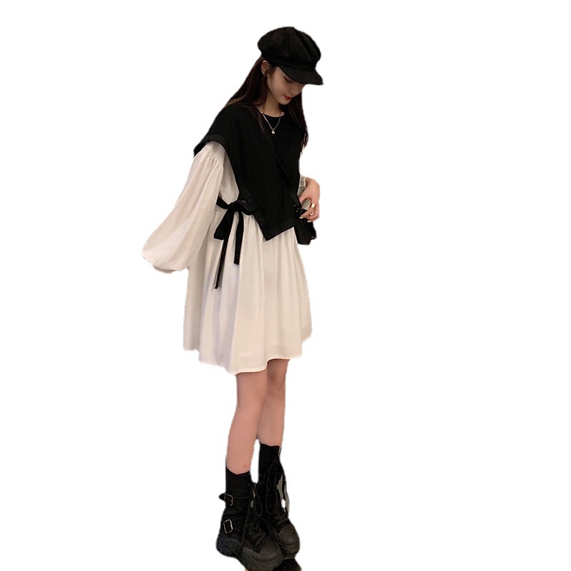 IELGYĐầm Tay Dài Màu Trơn Mỏng Che Bụng Phong Cách Hàn Quốc Thời Trang Cho Nữ