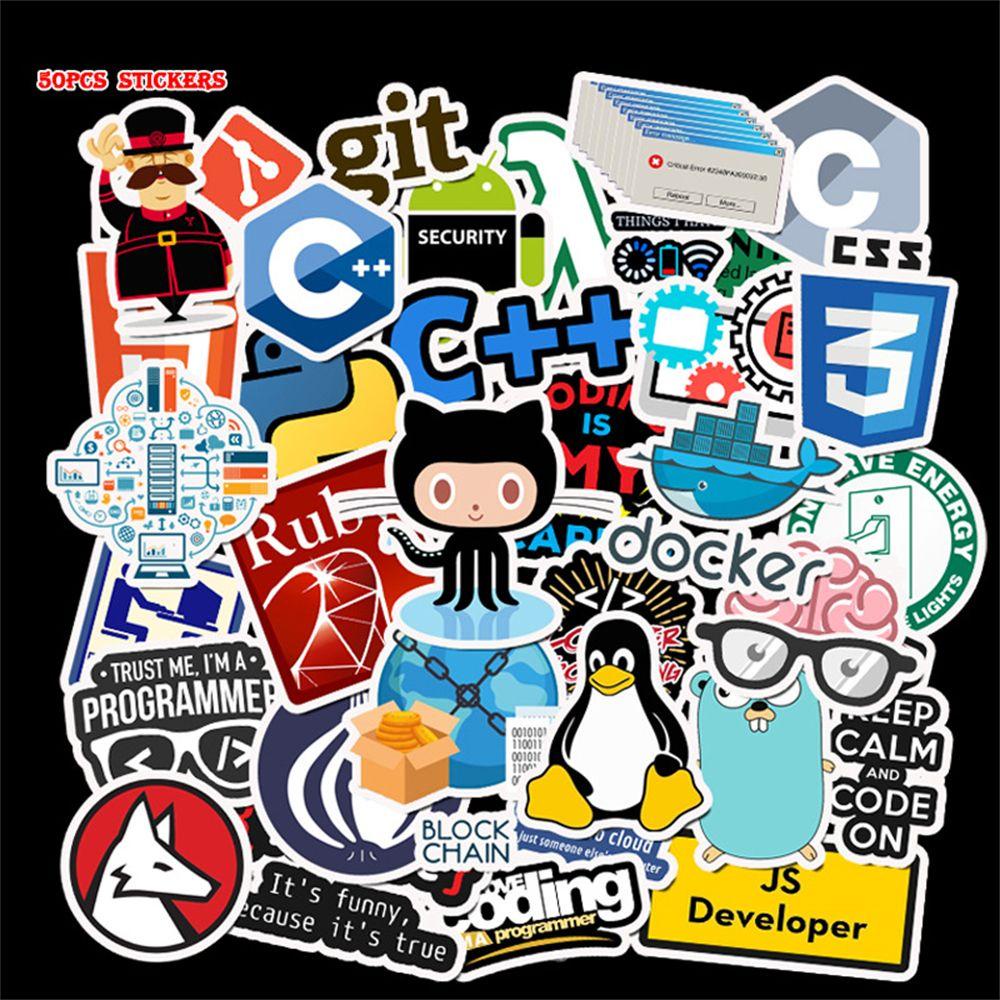 Bộ 50 Miếng Dán Lập Trình Họa Tiết Graffiti Trang Trí Laptop Ván Trượt