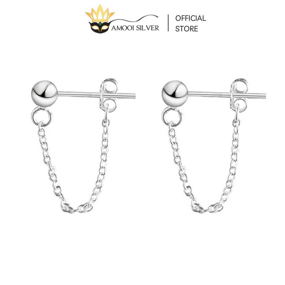 Bông tai bạc S925 móc sau basic - Amooi Silver AB194