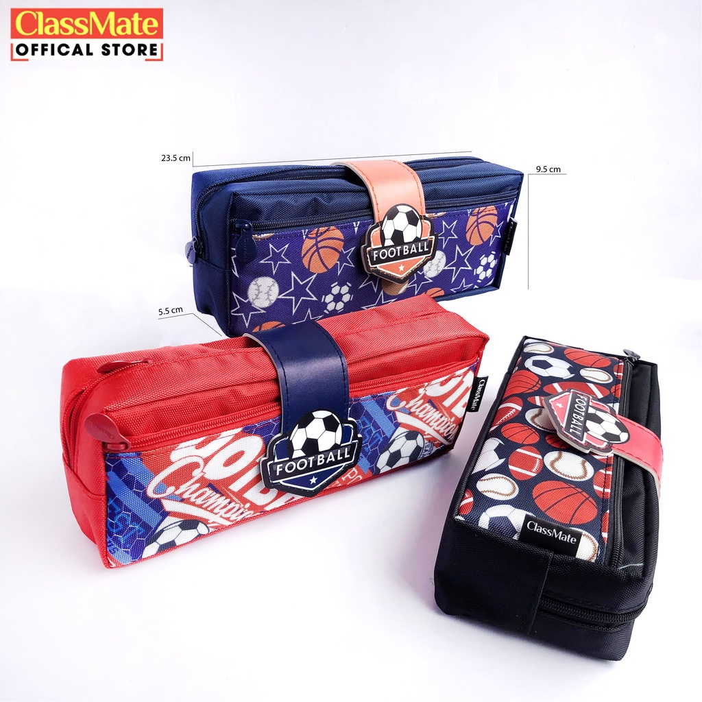 Túi Bút 2 Ngăn CLASSMATE Sport 22cm, Thiết Kế Hình Football Ngộ Nghĩnh, Chất Liệu Vải Dù An Toàn CL-22103