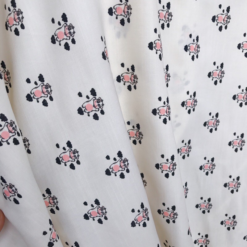 vải đũi mịn hình heo và bò sữa siêu hot