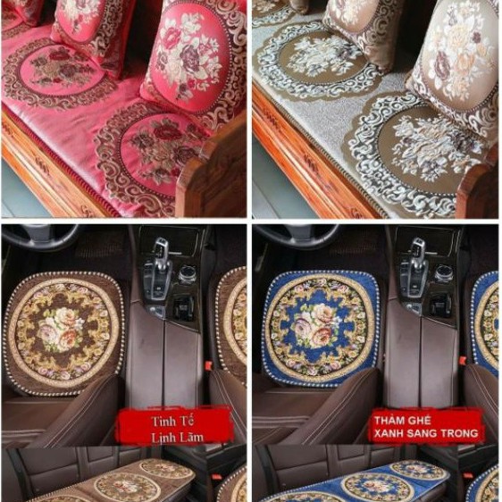 Thảm ghế - Thảm trải ghế sofa ghế xe1set gốm thảm dài kích thước 1m8x55 và 2 thảm nhỏ 55x55cm
