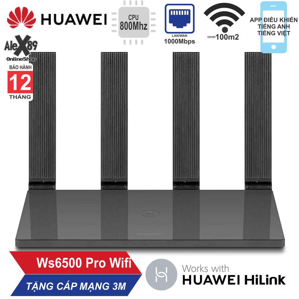Phát Wifi Thông Minh Huawei WS6500 CPU800M 1200M Băng Tần Kép Hàng Nội Địa - Tặng Cáp 3 Mét