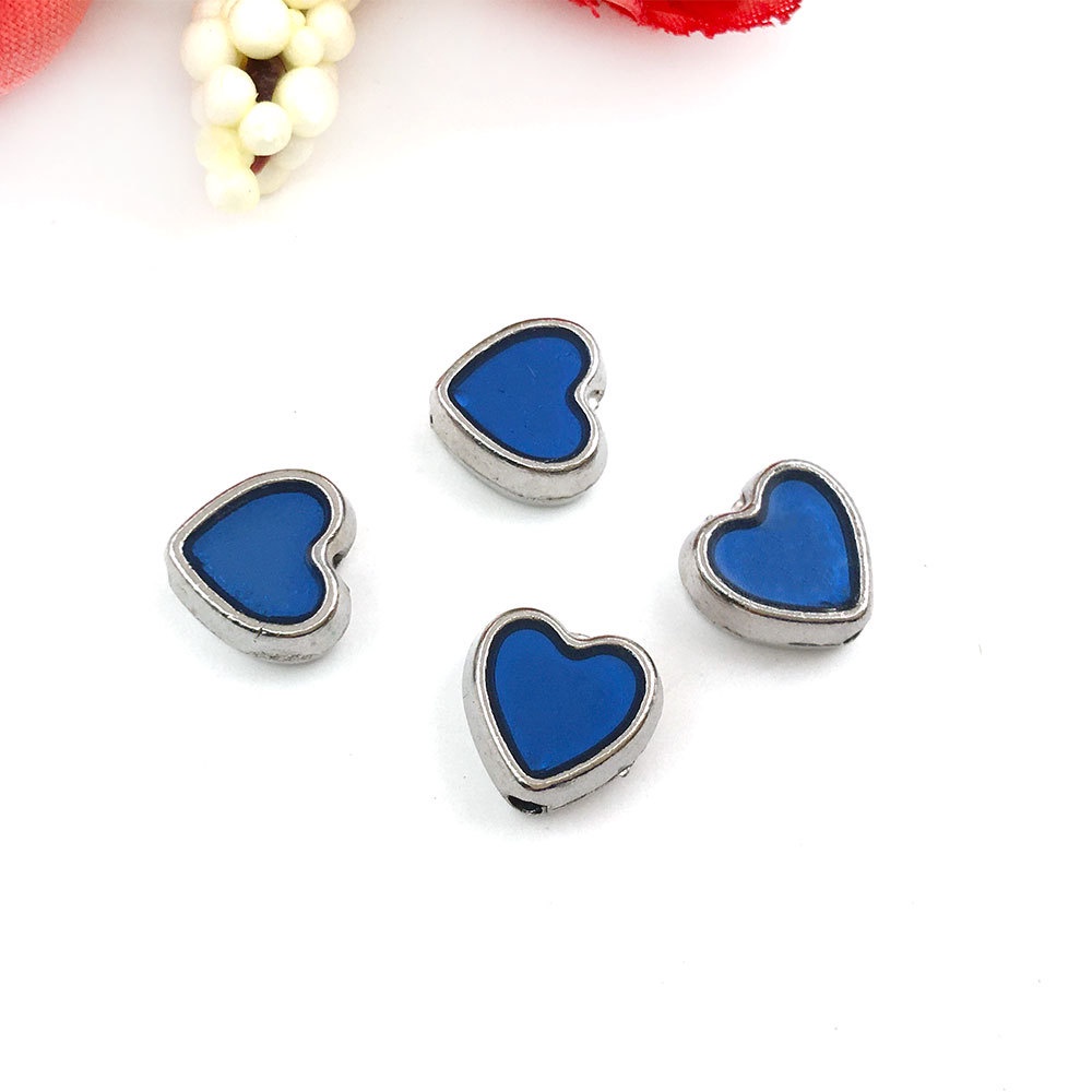 Set 5 hạt cườm hình trái tim 8mm bằng kim loại dùng làm trang sức DIY