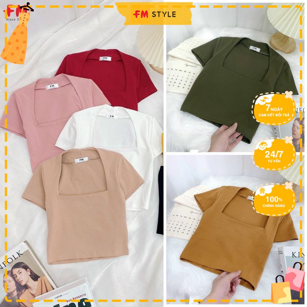 Áo thun cổ vòm nữ FM STyle tay ngắn chất cotton thời trang năng động 204290037