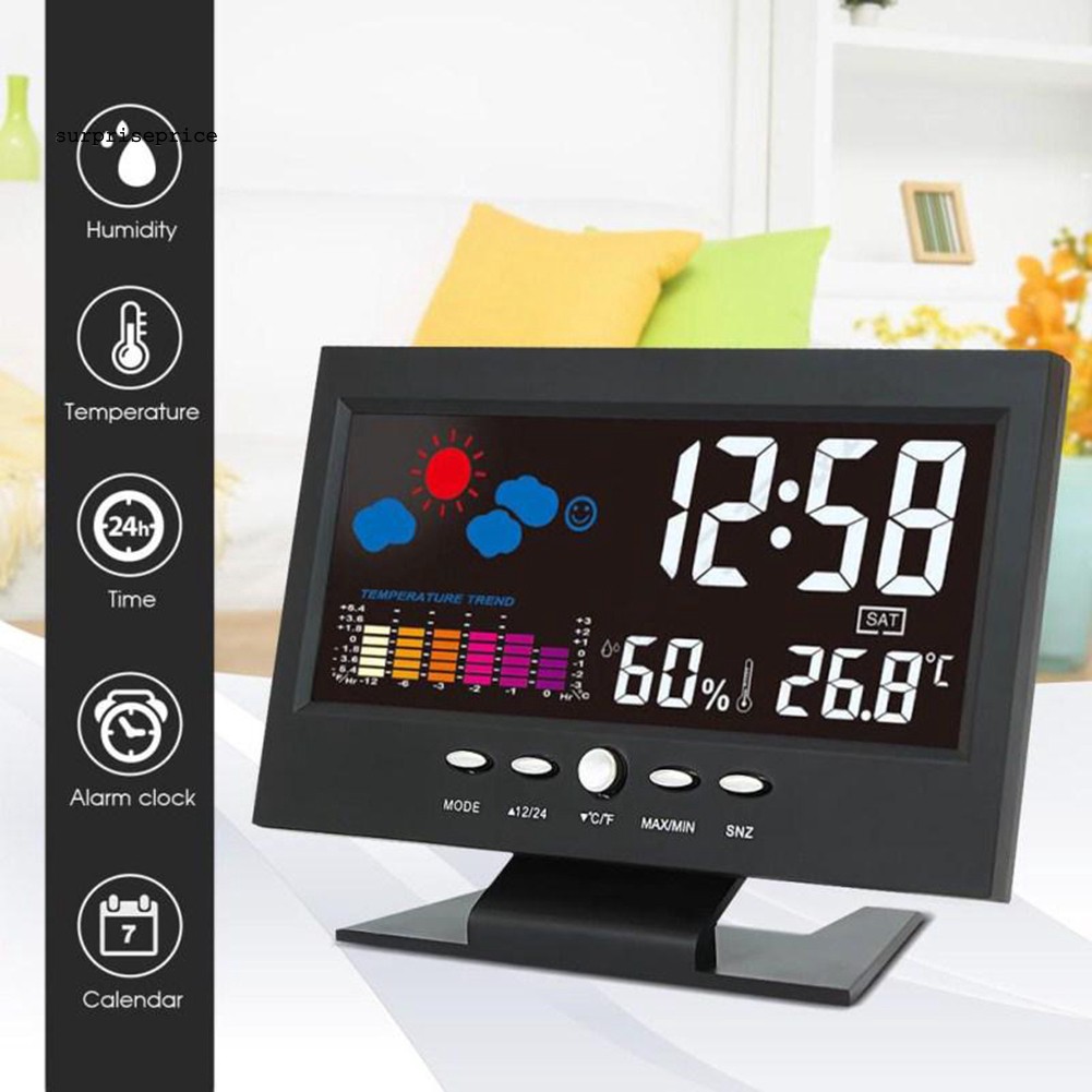 Đồng hồ báo thức thông minh tích hợp nhiệt kế và chức năng đo độ ẩm