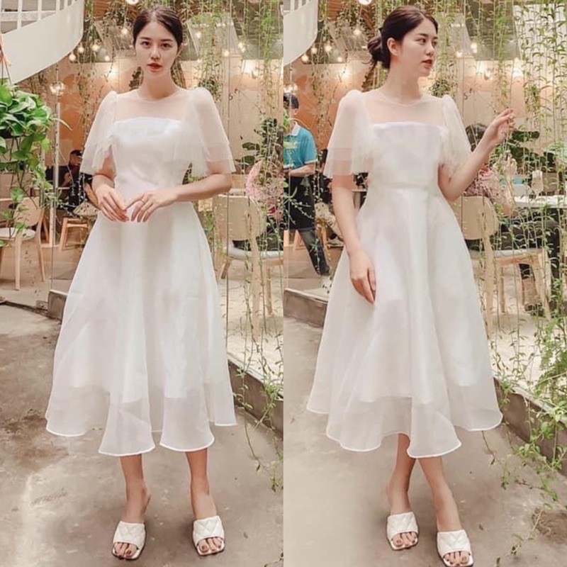 [Mã WASTMAY giảm 15% tối đa 30K đơn 150K] Đầm dự tiệc công chúa tay lưới tầng xinh xắn