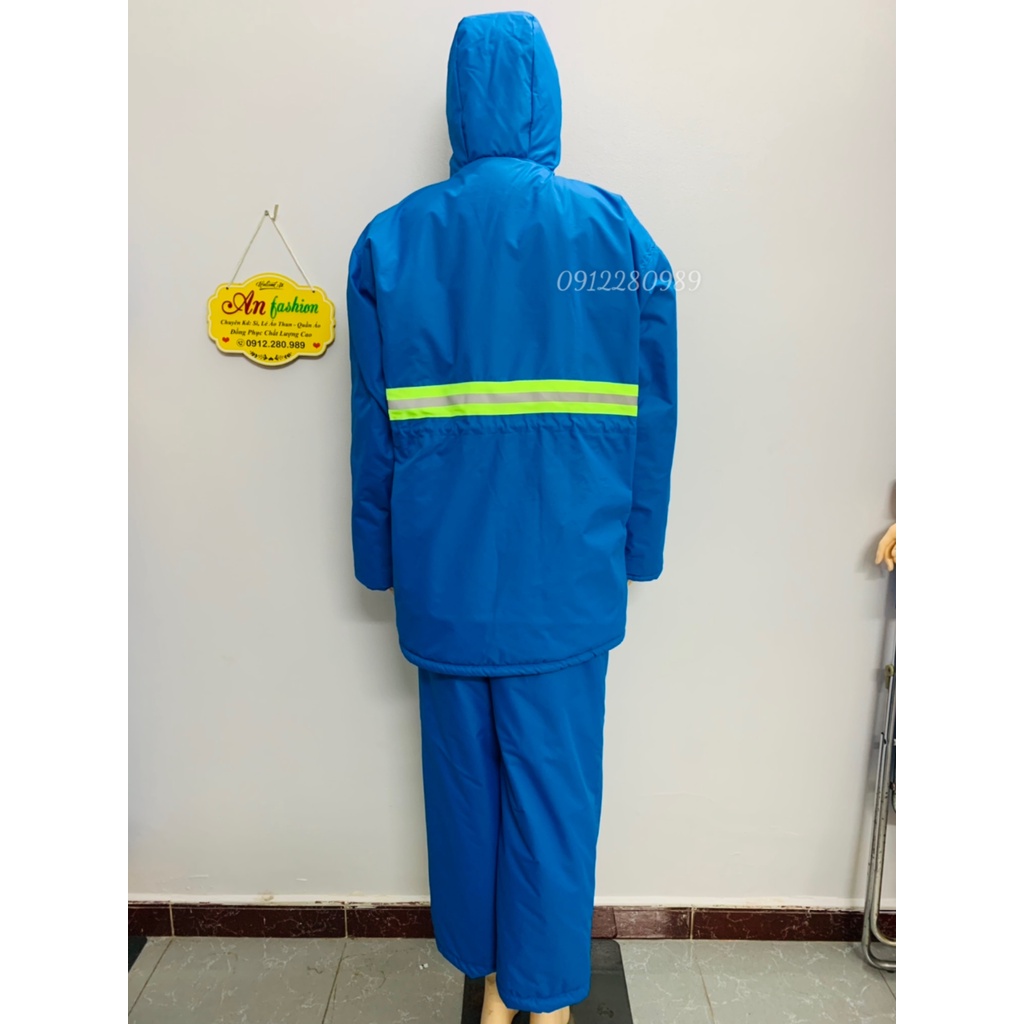 Quần áo kho lạnh âm 25 độ xanh dương có phản quang mặc cực ấm _ Hình chụp thật
