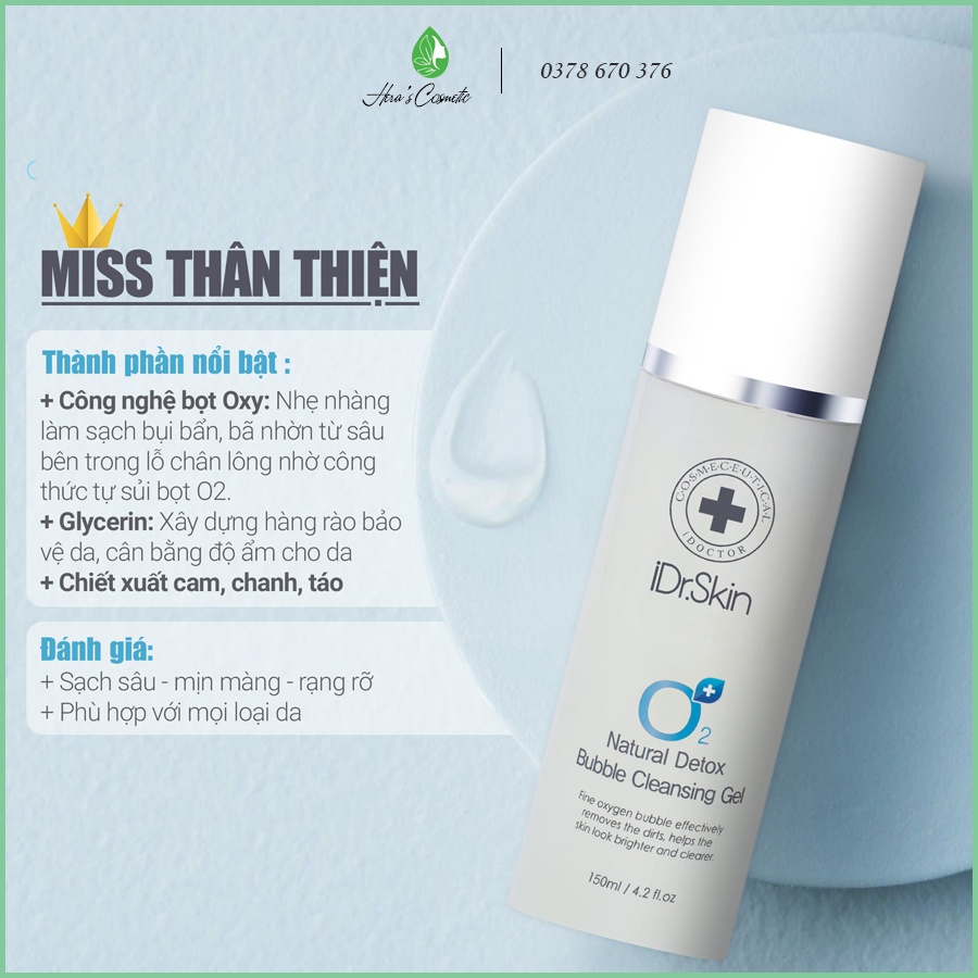 Sữa rửa mặt sủi bọt O2 Idr Skin_O2 Natural Detox Bubble Cleansing Gel