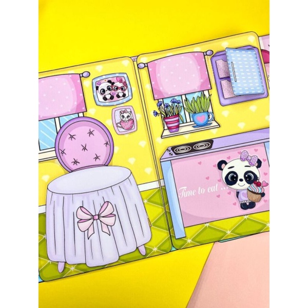 NHÀ CHO BÚP BÊ GIẤY 2 NHÀ GẤU TRÚC