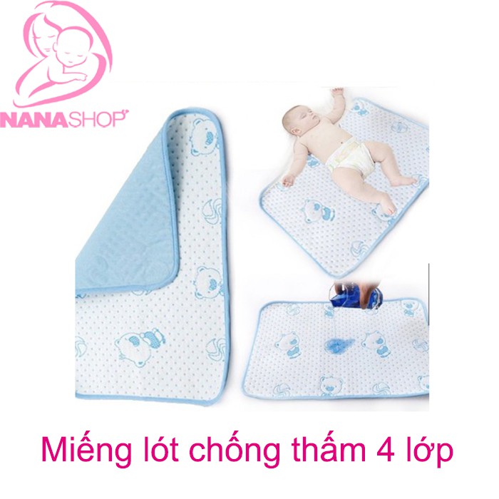 Miếng lót chống thấm 4 lớp cho bé kích thước 58x70 cm