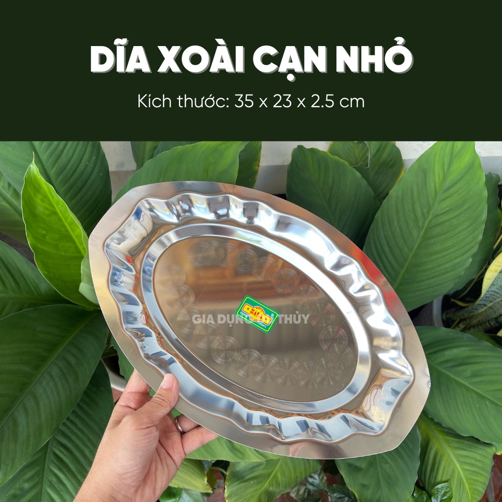 Dĩa hột xoài inox cao cấp nhỏ, lớn, cạn, sâu đủ loại, thiết kế dĩa hoa văn đẹp mắt sáng bóng của gia dụng Du Thủy