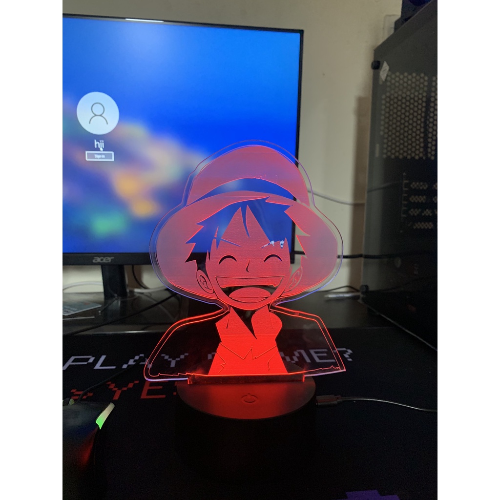 Đèn Ngủ Led 3D Hình Luffy One Piece Quà Tặng nháy sáng 16 màu - quà tặng quà lưu niệm