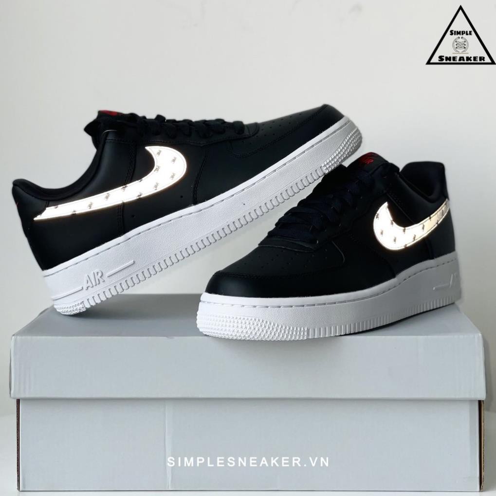 Giày Nike AF1 Chính Hãng  🔴FREESHIP🔴Nike Air Force 1 Core Black 3M - Phản Quang Cực Đẹp Xịn