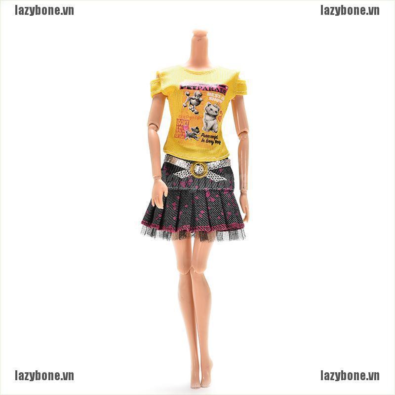 Set chân váy và áo thun xinh xắn cho búp bê Barbie