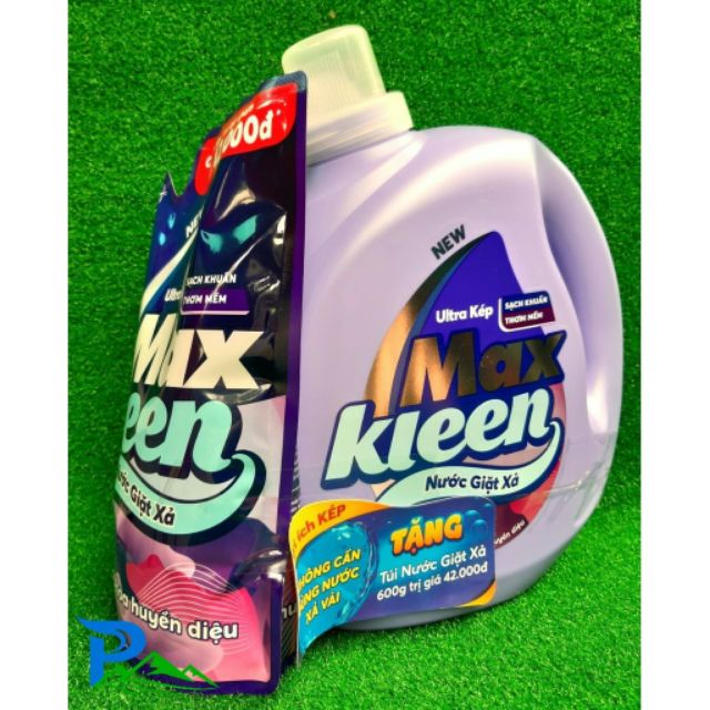 nước giặt xả max kleen chai 2.3 l tặng túi nước giặt xả 600g