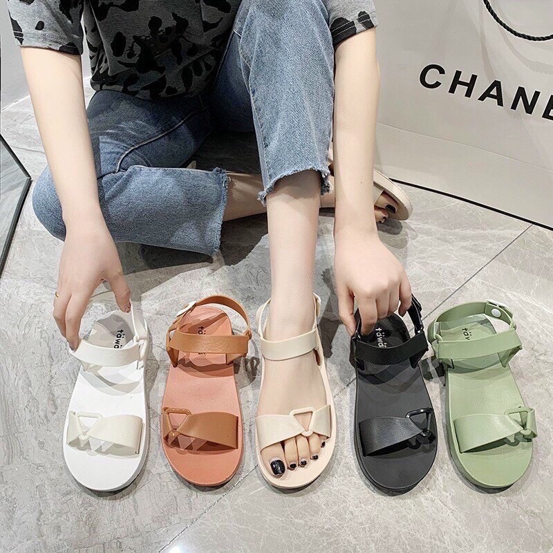 SANDAL NHỰA ÊM 2 QUAI MÀU SẮC