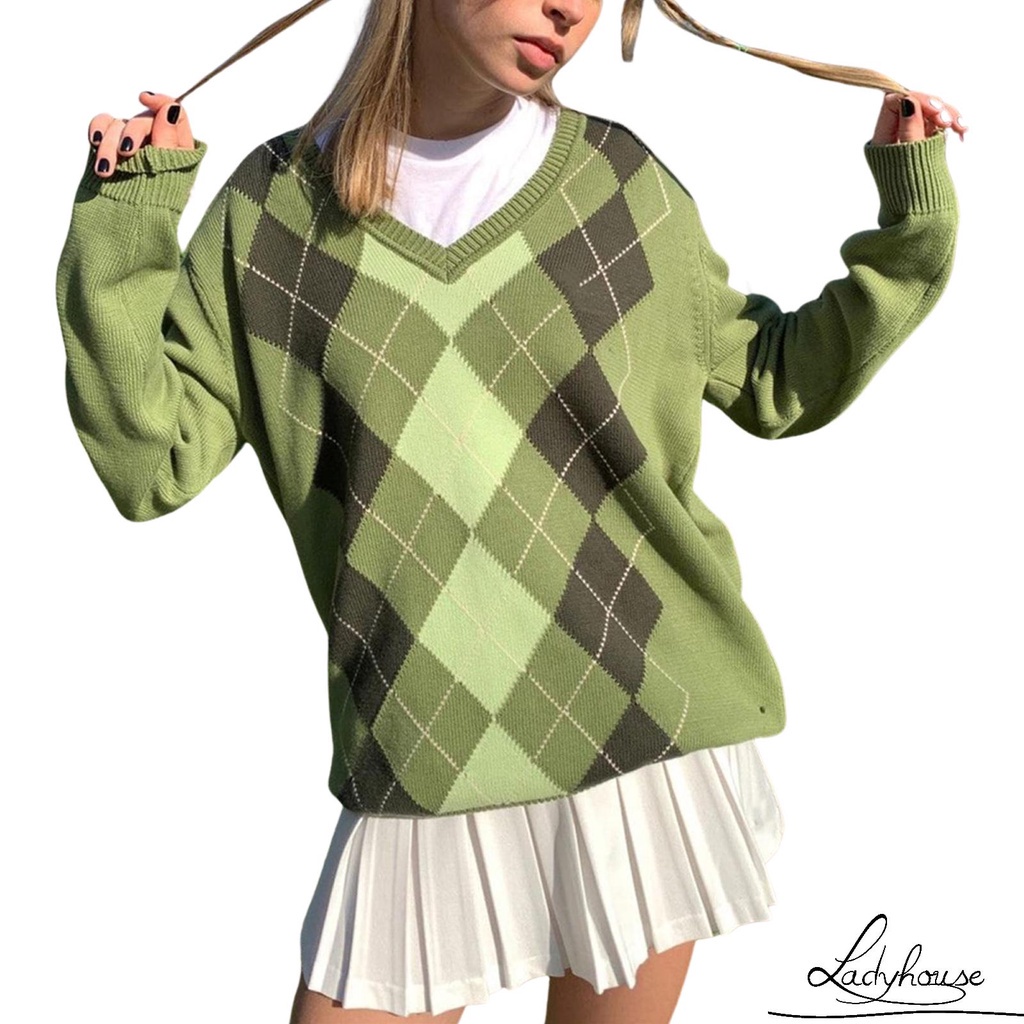 Áo Len Tay Dài Cổ Chữ V Màu Sắc Thời Trang Cho Nữ