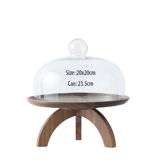 Kệ gỗ nắp kính 3 chân 20cm (sẵn hàng, có hỏa tốc)