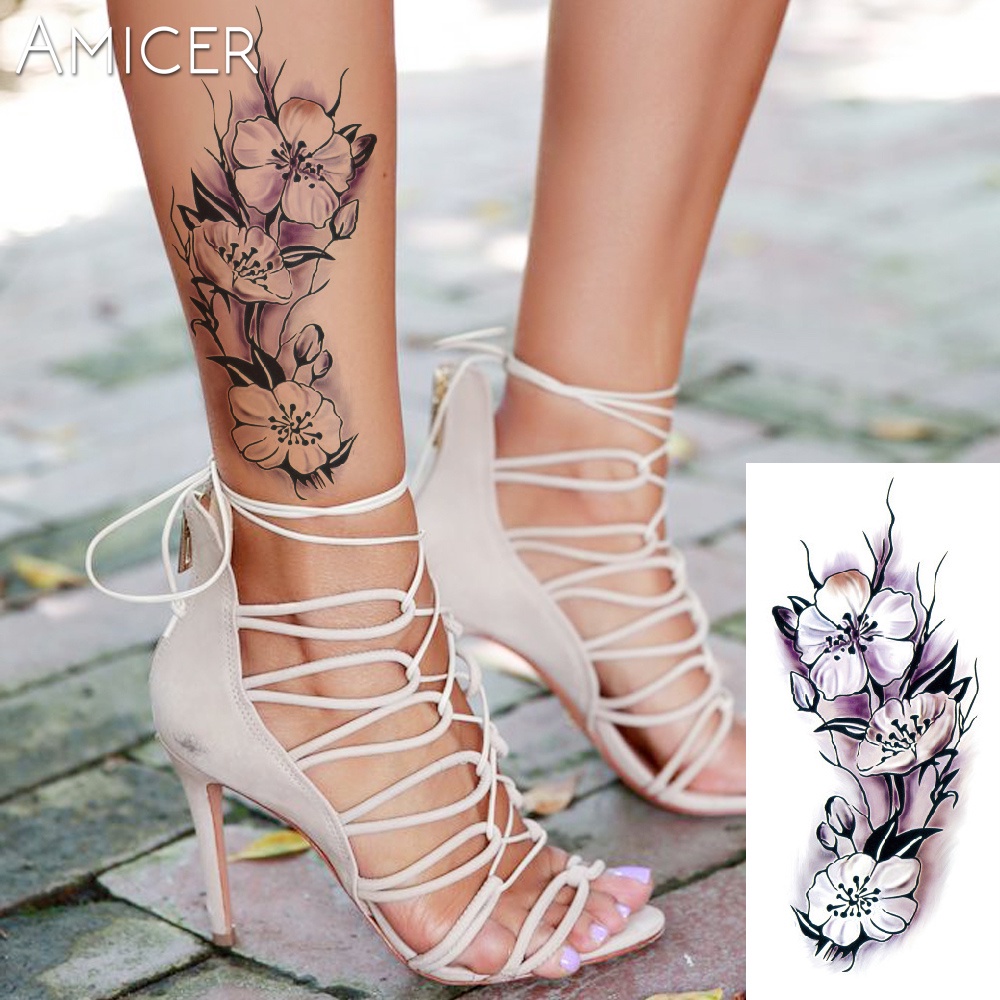 Hình Xăm Tạm Thời 3D Chống Nước Hình Hoa Anh Đào Cho Nữ