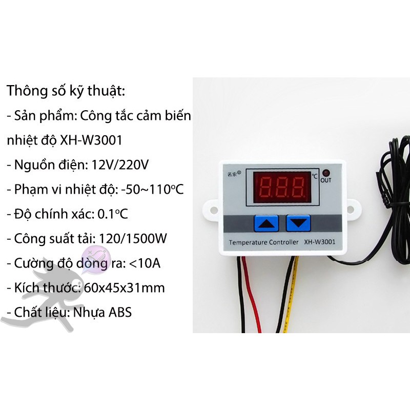 CÔNG TẮC CẢM BIẾN NHIỆT ĐỘ XH-W3001 220V