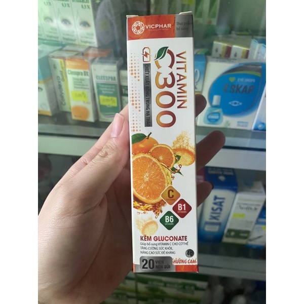 Viên sủi Vitamin C300 - chiết xuất đông trùng hạ thảo - tuýp 20 viên nén sủi