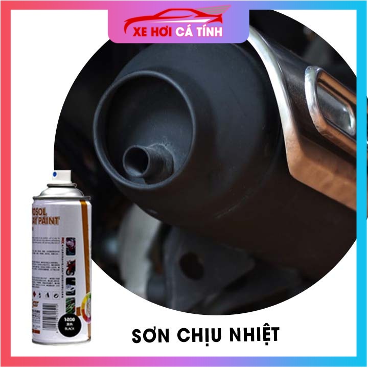 Sơn HaoShun chịu nhiệt màu đen nhám Mattee Black code 1200 cho pô