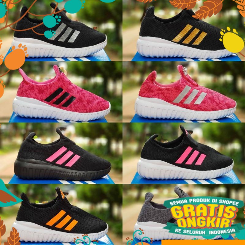 Giày Lười adidas size 30-35 Màu Đen / Đỏ / Xanh Lá / Vàng / Xanh Lá Cho Bé