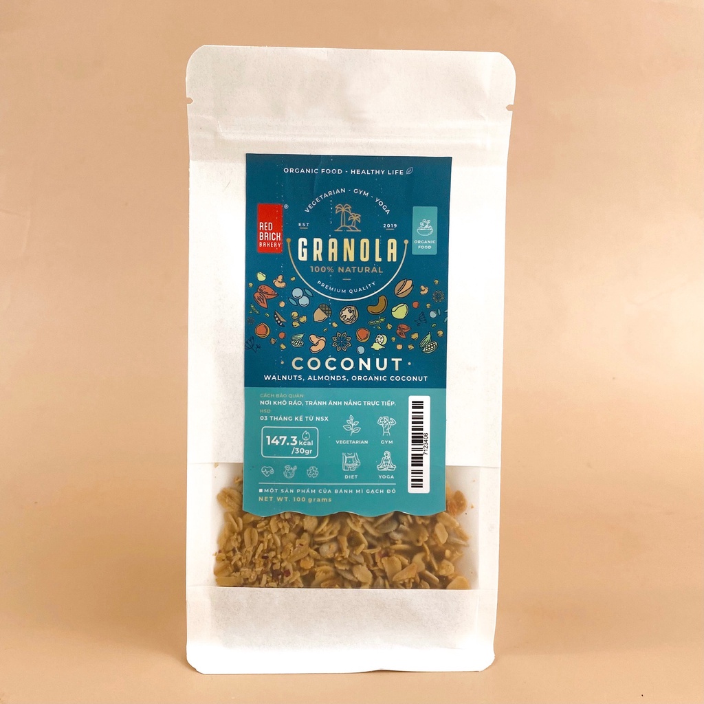 Ngũ Cốc Granola Gạch Đỏ 50g Giàu Hạt Không Tinh Bột Không Đường Thích Hợp Cho Người Ăn Kiêng Giảm Cân Keto