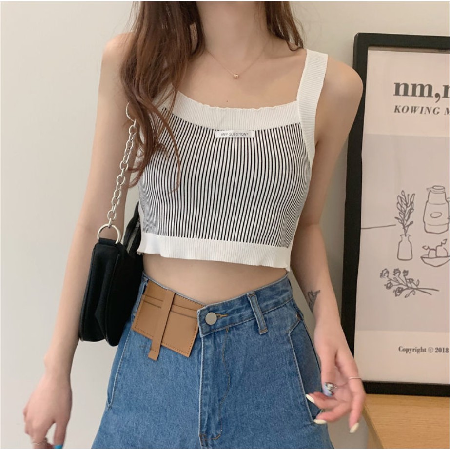 Áo Croptop Sát Nách Hoạ Tiết Kẻ Sọc Thời Trang Mùa Hè