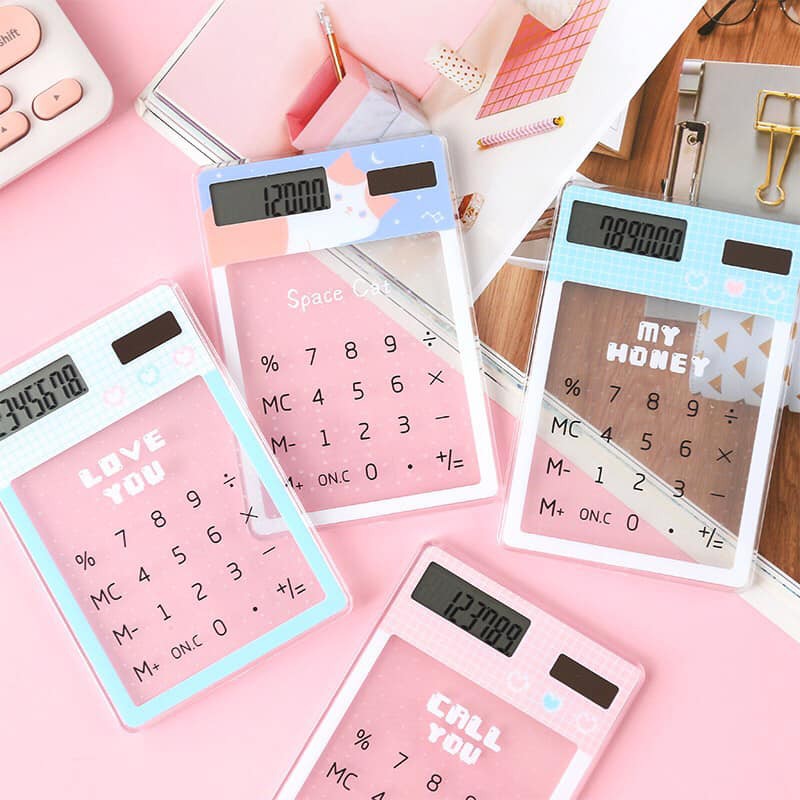 Máy tính mini đẹp bỏ túi trong suốt phím cảm ứng, máy tính chạy bằng năng lượng mặt trời COLLEN LIFE