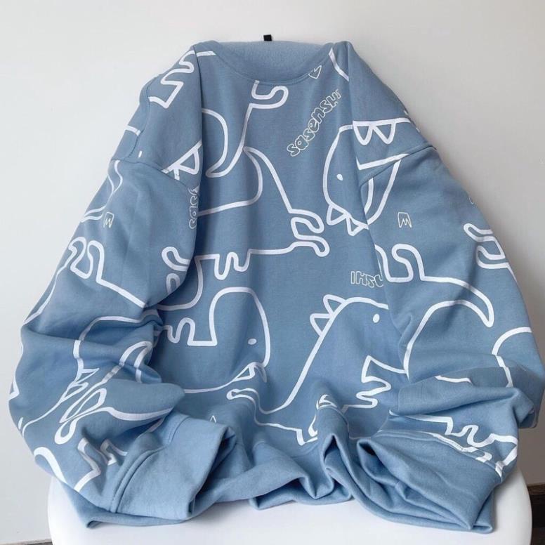 Áo Nỉ Sưeater Tay Bồng Nỉ Ngoại Khủng Long Unisex Nam Nữ Ulzzang