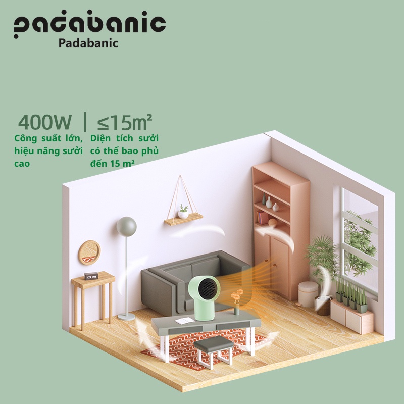 Máy Sưởi-Quạt Sưởi Mini Padabanic Nhỏ Gọn Tiện Lợi Dễ Dàng Sử Dụng Công Suất Phù Hợp