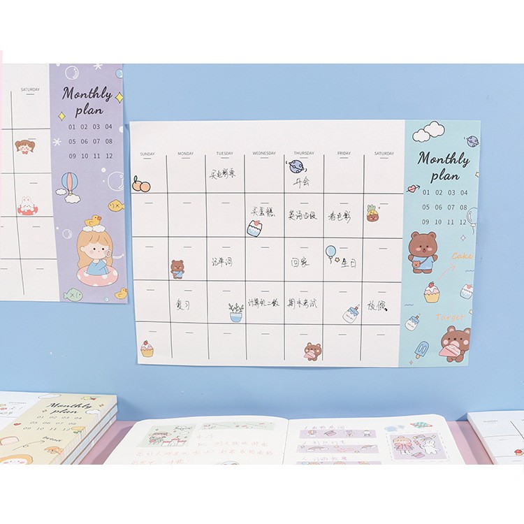 Set 48 Bảng Kế Hoạch Hàng Tuần, Giấy Ghi Chú, Planner Siêu Xinh [Xinh Lắm Cơ Í]