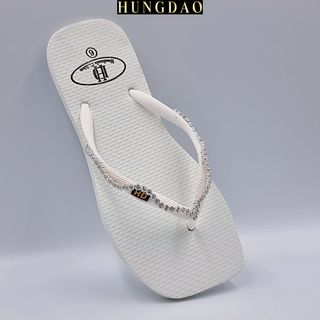 Dép xỏ ngón nữ mũi vuông HD đính hạt đá dây nhuyễn xinh mang đi chơi có đế chống trơn trượt đủ size nhiều màu