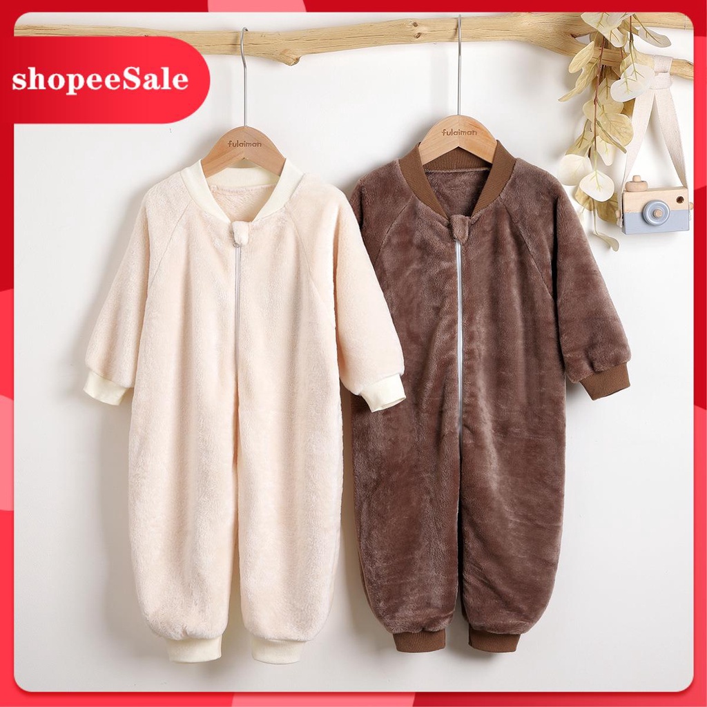 Đồ ngủ liền quần cotton giữ ấm cho bé 1-5 tuổi