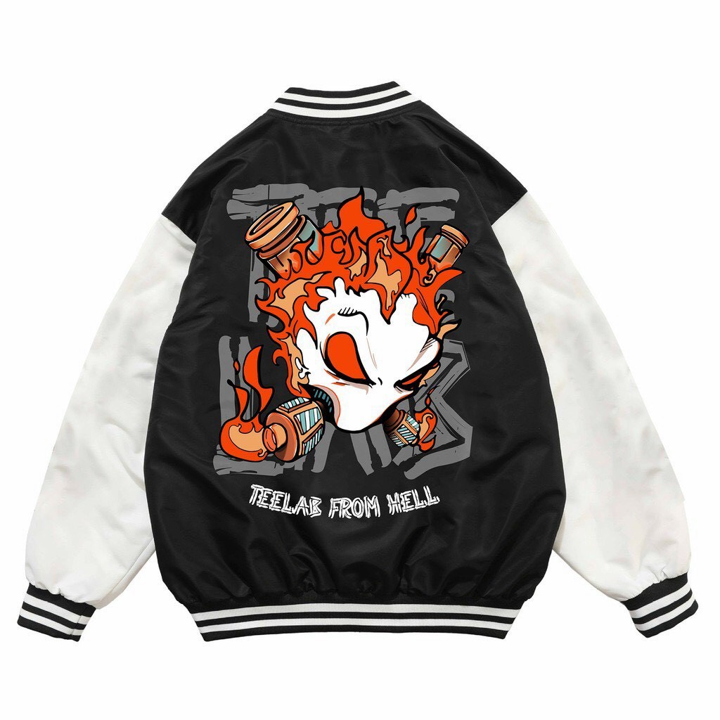 Áo Khoác Dù Bomber TEELAB FROM HELL Form Rộng Unisex Nam Nữ Ulzzang Phong Cách Cá Tính