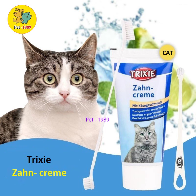 sản phẩm bàn chải + kem đánh răng TRIXIE dành riêng cho mèo