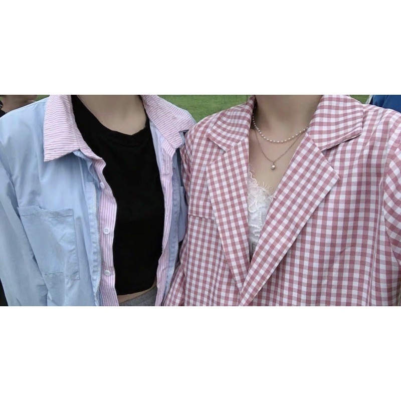 Áo Blazer Sọc Caro Rộng Thanh Lịch Màu Sắc Xinh Xắn Cho Nữ | BigBuy360 - bigbuy360.vn