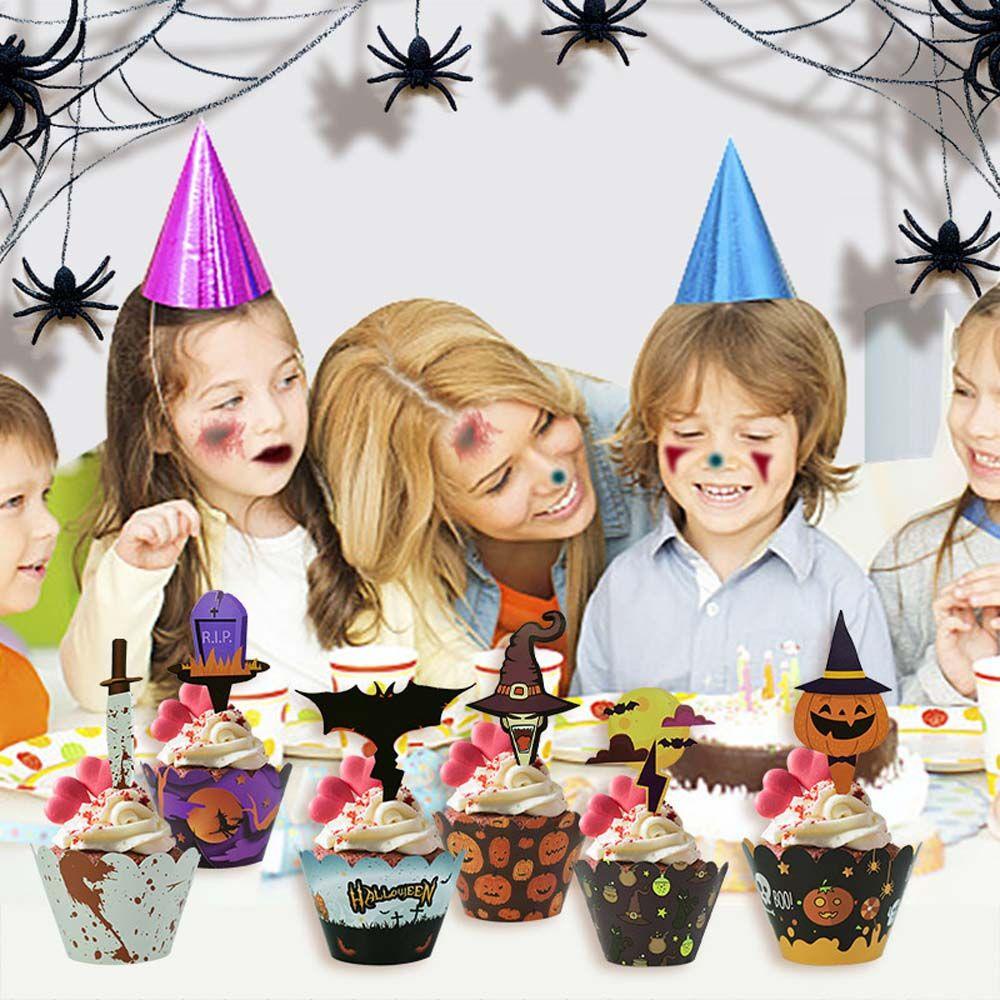 AUGUSTINA Vỏ Bọc Bánh Muffin Hình Dơi / Bí Ngô / Phù Thủy Trang Trí