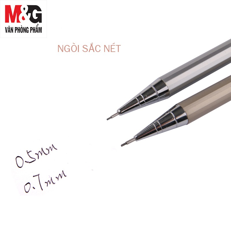 Bút chì kim bấm inox M&amp;G MP1001A-MP1001B ngòi 0.5mm, 0.7mm